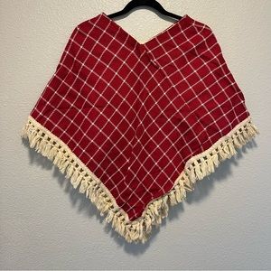 Vintage Handmade By Lois red Cape Fringe Red Size Small?